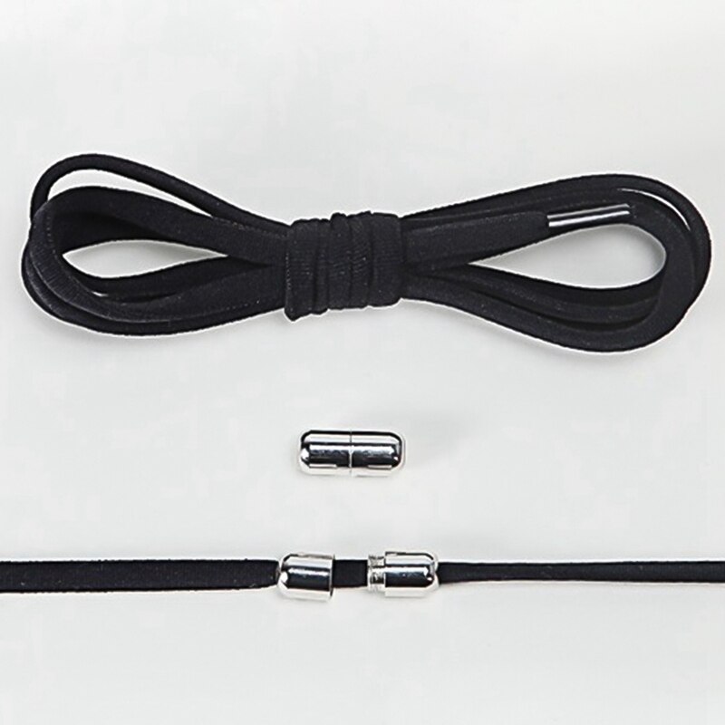 Elastische veters zonder strik, halve cirkelvormige veters voor kinderen en volwassenen, sneakers, snelle, luie veters met metalen slot, veters: Bk