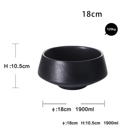 Bol En Céramique Noir Style Classique - Pour Ramen, Soupes, Salades, Sans Couvercle, Finition Main