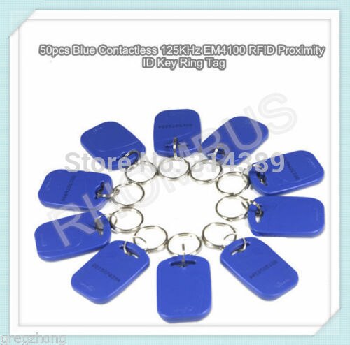 50 pcs EM 4100/4102 Keychains 125Khz RFID Proximity ID Card Token Tags Key Fobs