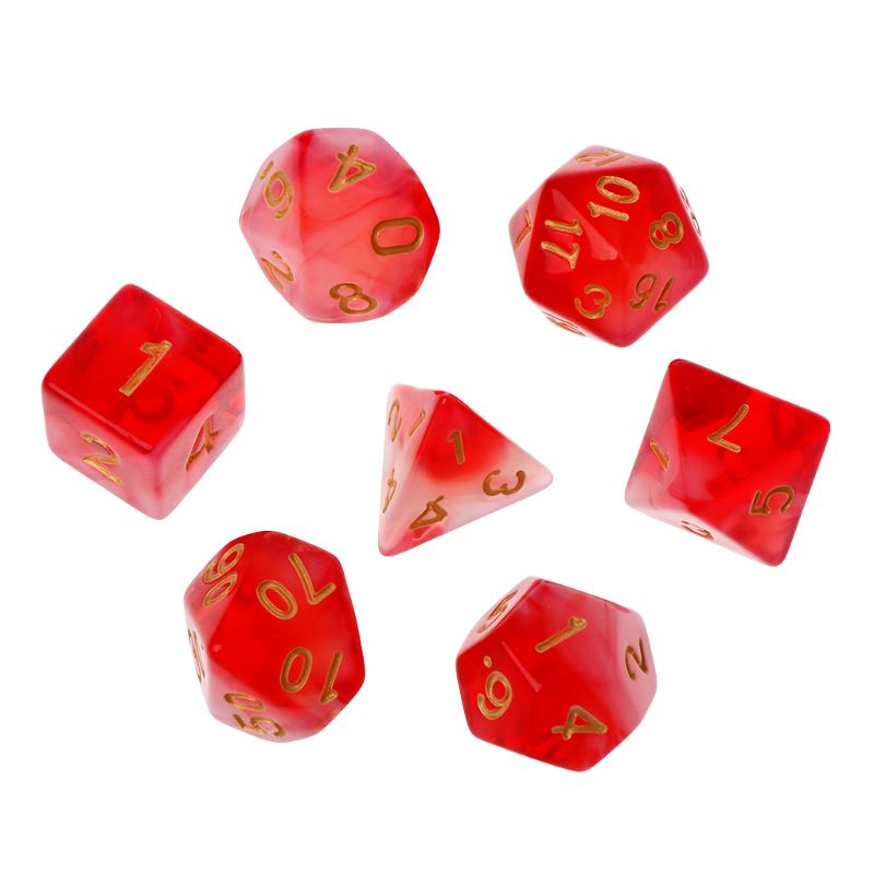 Nova 7 pçs/set Poliédrico Dados Lados D4 D6 D8 D10 D12 D20 Para Jogo De Mesa Acessórios de Entretenimento: Vermelho