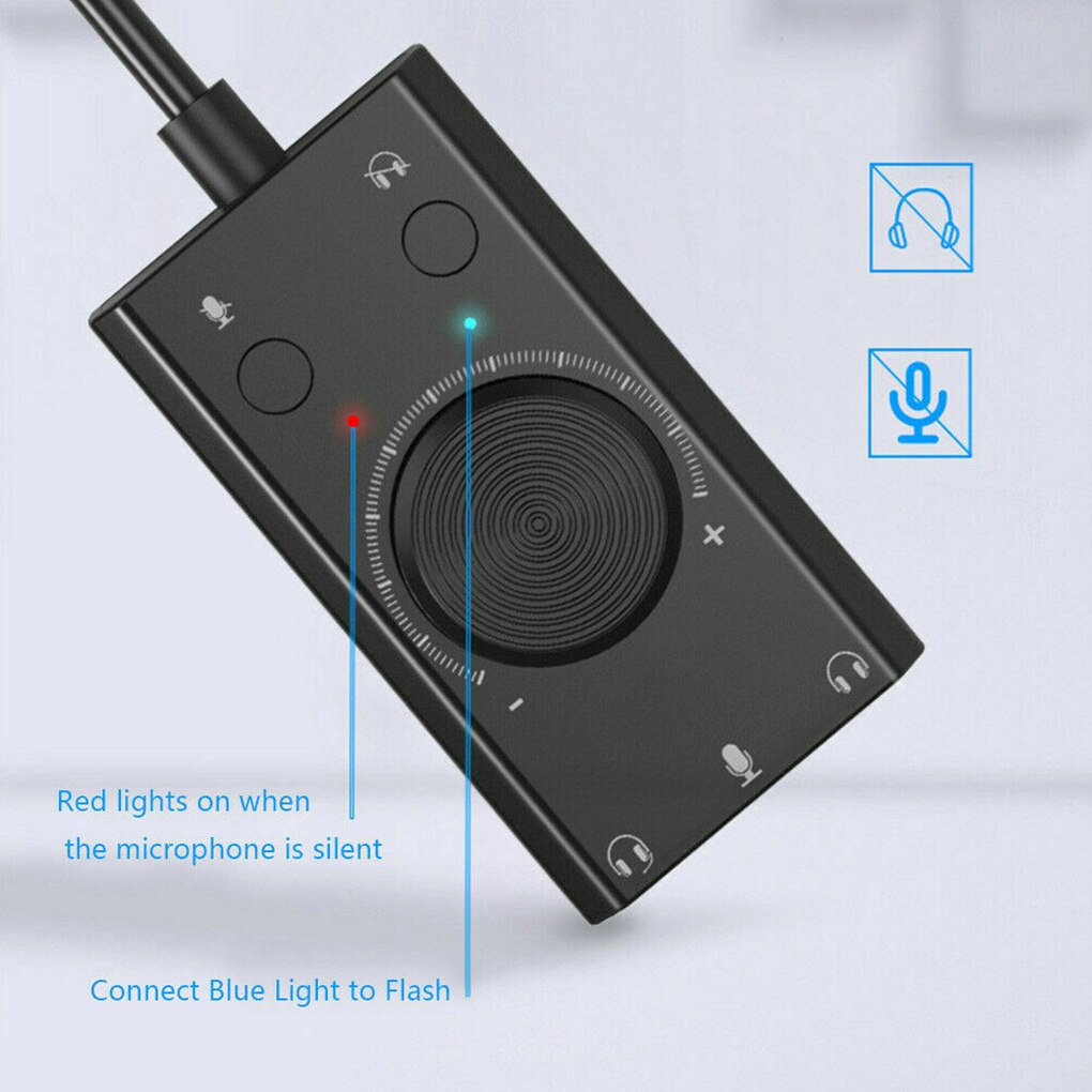 USB External Sound Card Microphone Earphone 2 in 1With 3 Port Output Volume Adjustable Computer Accessories For Windows Mac