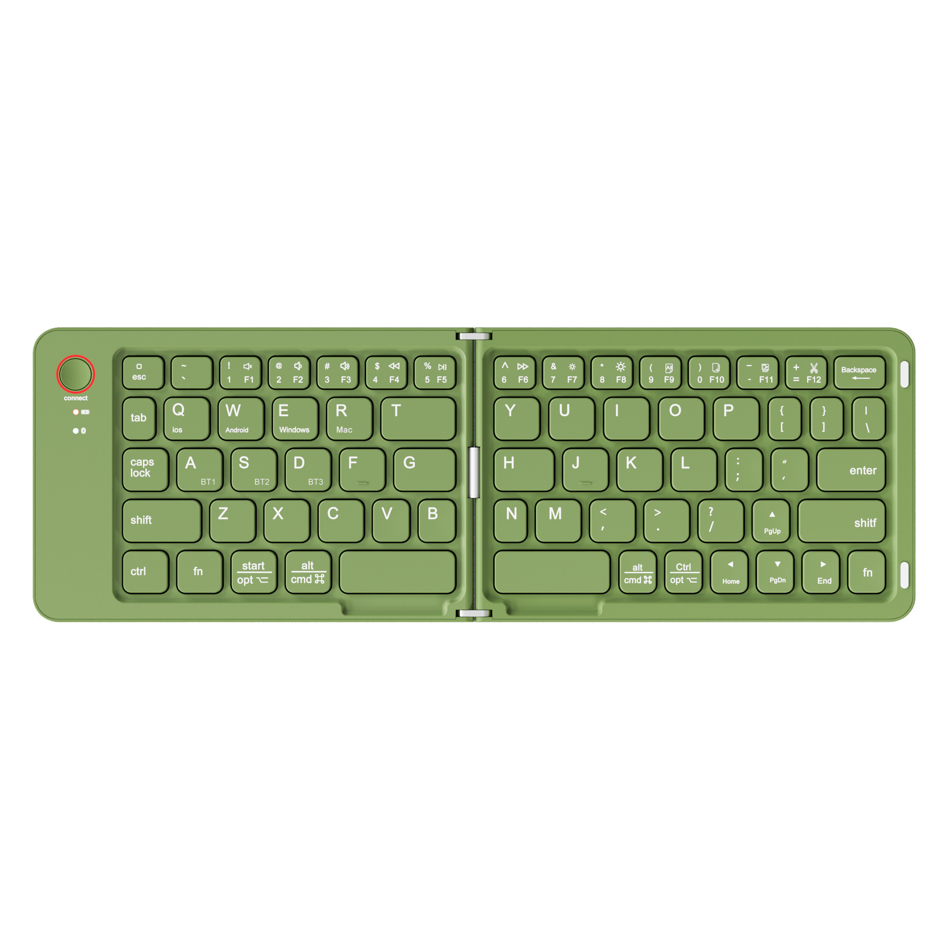 Russisch/Hebräisch/Spanisch/Portugiesisch/Koreanische Klapptastatur Bluetooth-Tastatur tragbar für Tablette iPad PC Android IOS Fenster: Grün / Lila Schalter