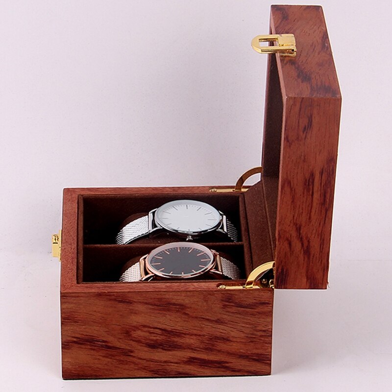 2 Slots Houten Horloge Vitrine, Gl Overgoten Houten Horloge Vitrine Horloge Sieraden Organizer