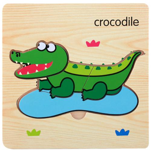 Holz 3D Tiger Fisch Marine Tier Puzzles Bord Pädagogisches Kinder Spielzeug entwickeln kinder der anerkennung farben und form: crocodile