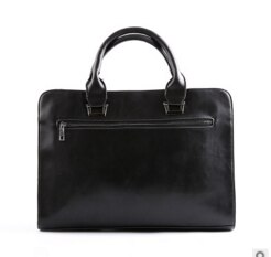 Olie wax leren heren aktetas handtas vintage laptop business tas beroemd merk heren messenger schoudertas: Zwart