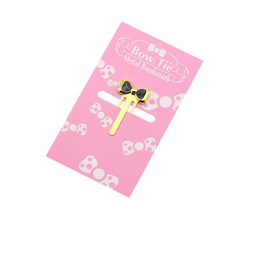 Precioso marcador de libros de Metal con lazo, accesorios para libros, marcador de Clip de papel dorado, Rosa y Rojo para diario, artístico DIY para el colegio y la Oficina 6604: Black