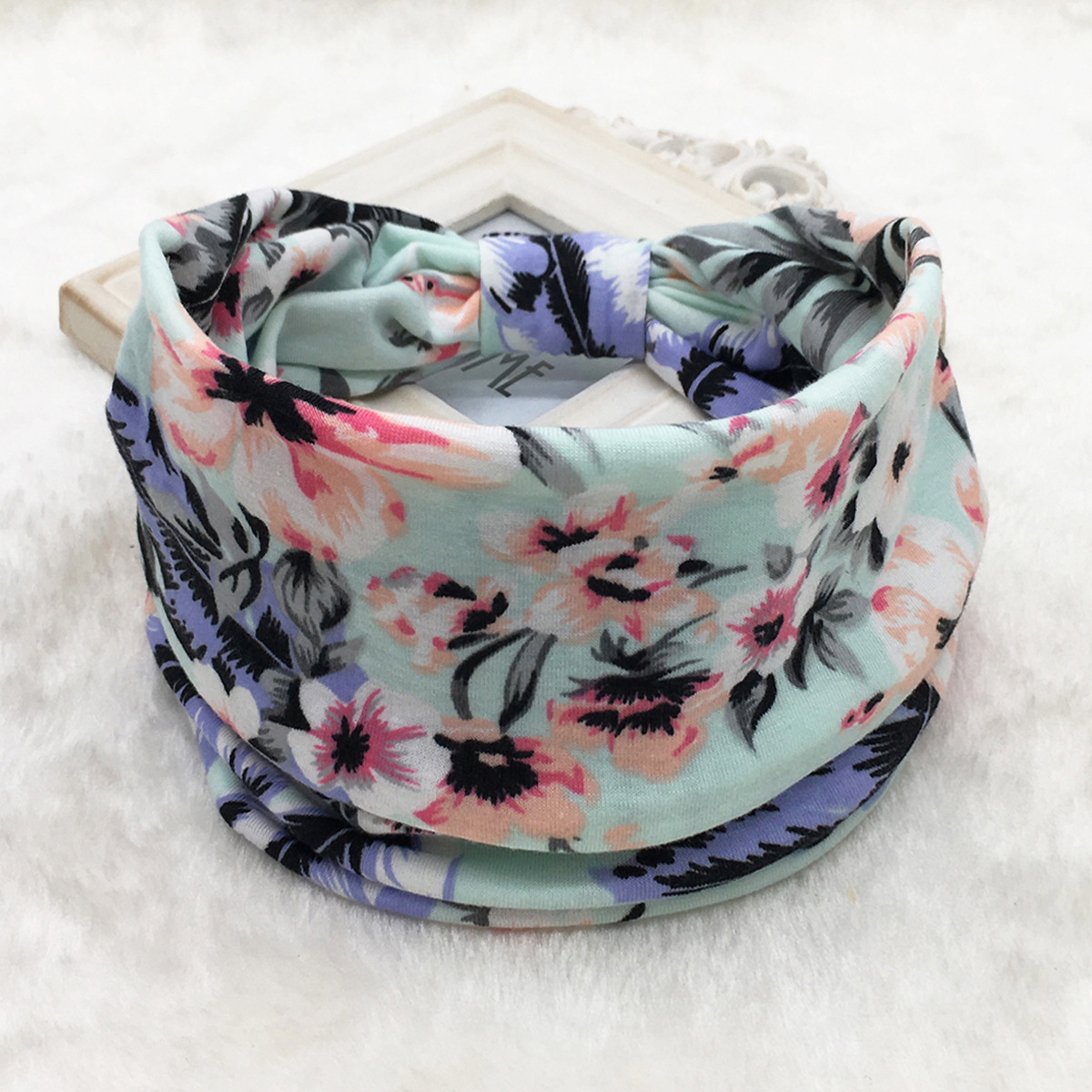 Frugtprint brede hovedbind til kvinder boho knudrede elastiske strandhårbånd til piger hårtilbehør turban bandage: Grøn