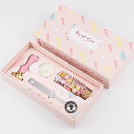 Macaron farve voksforsegling voks partikel sæt brand maling voks boks fødselsdag segl kuvertstempel bryllupsinvitation voks segl stempel: Lyserød