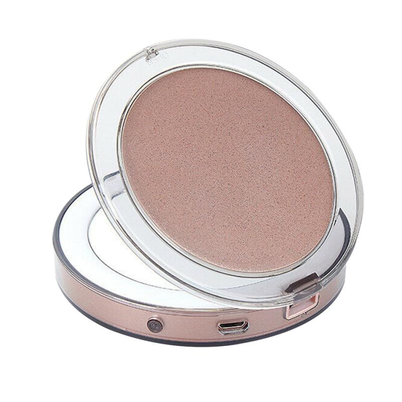 Makeup Mirror With Led Light Make Up Mirror LED Compact Mirror Mini Makeup Mirror Magnify Hand Held Fold Portable LED Light: Chocolate