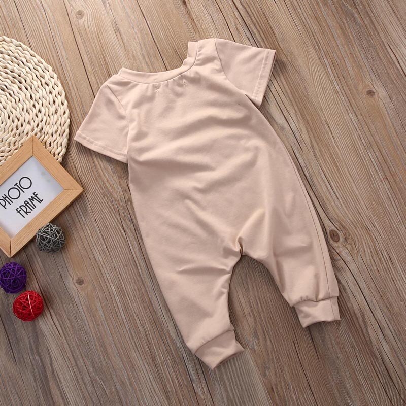 Combinaison manches longues col rond | Vêtements chauds, pour enfants garçons filles, enfants garçons et filles, avec boutons couverts, de dessin animé en lettres imprimées, printemps automne 0-18M