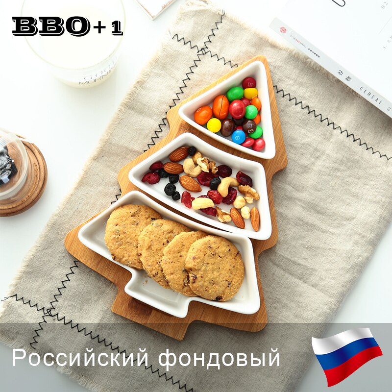 Christmas Tree Plate Kitchen Dinner plates Porcelain Dinnerware Set Bone China Fruit Serving Tray Salad Dishes Ceramic Wood Dish