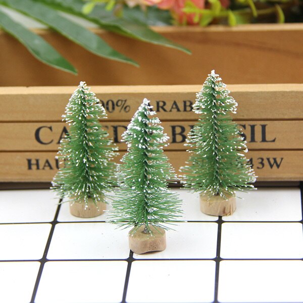 10 stks/partij 6 CM Kerst Bomen Kleine Pine Bomen Mini Bomen Geplaatst In De Desktop Thuis Kerst Decoratie Kinderen levert: White Green