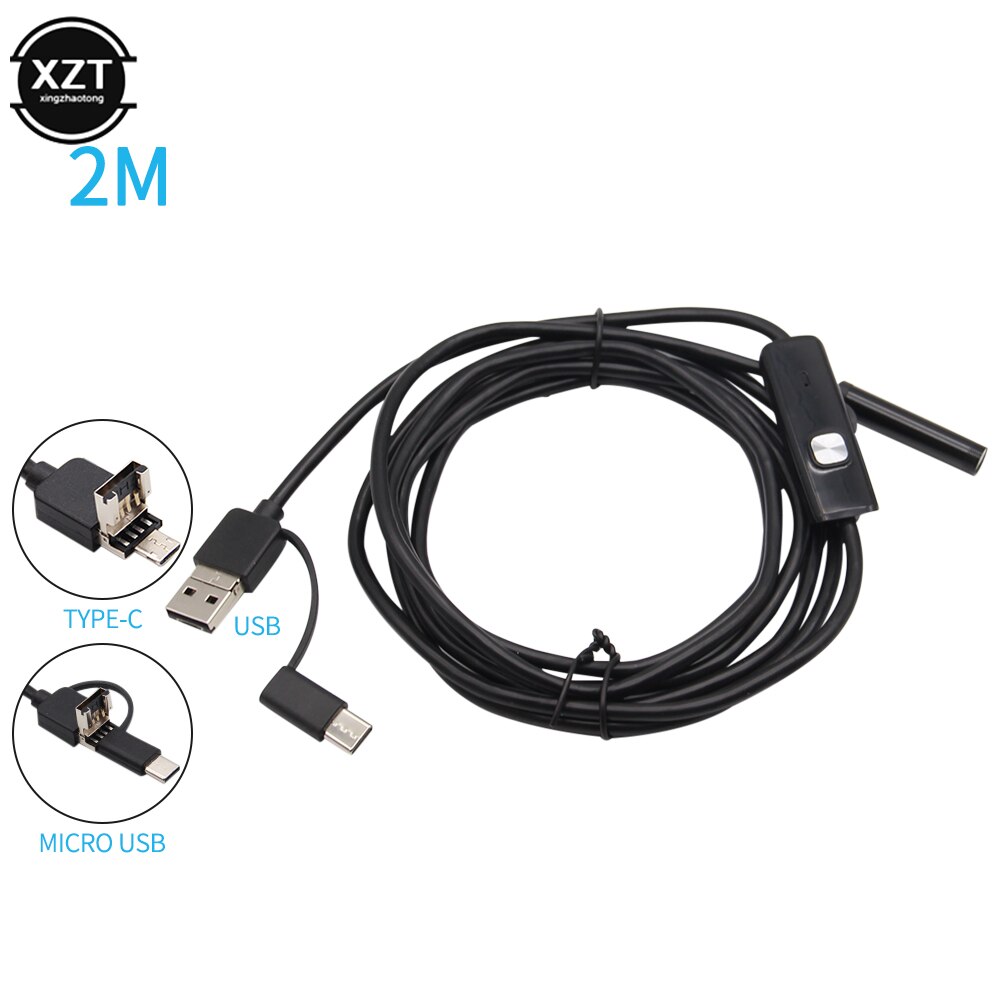 7Mm Usb Endoscoop Camera Micro Usb Otg Type C Flexibele IP67 Waterdichte 6 Verstelbare Leds Inspectie Borescope Voor Android pc