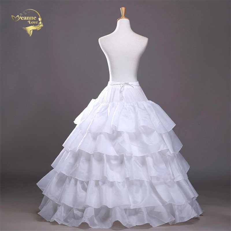 4 Hoops Baljurk Petticoats Goedkope Witte Petticoat Crinoline Onderrok Grote Ruche Bruiloft Accessoires Tule Onderrokken H78905
