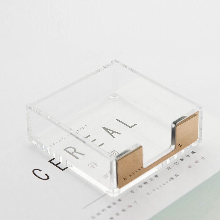 Clear Memo Pad Box Multifunction Message Pad Notice Storage Box Card Office Stationary Holder Makeup Cosmetic Box