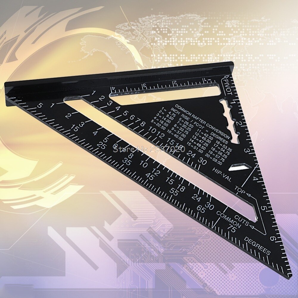 7\" System Black Aluminum Alloy Measure Speed Square Roofing Triangle