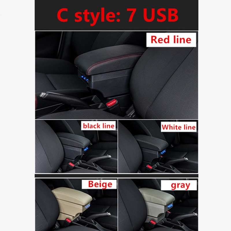 Pour peugeot 308 sw boîte d'accoudoir pour peugeot 308 boîte de rangement centrale voiture accessoires intérieur avec LED USB