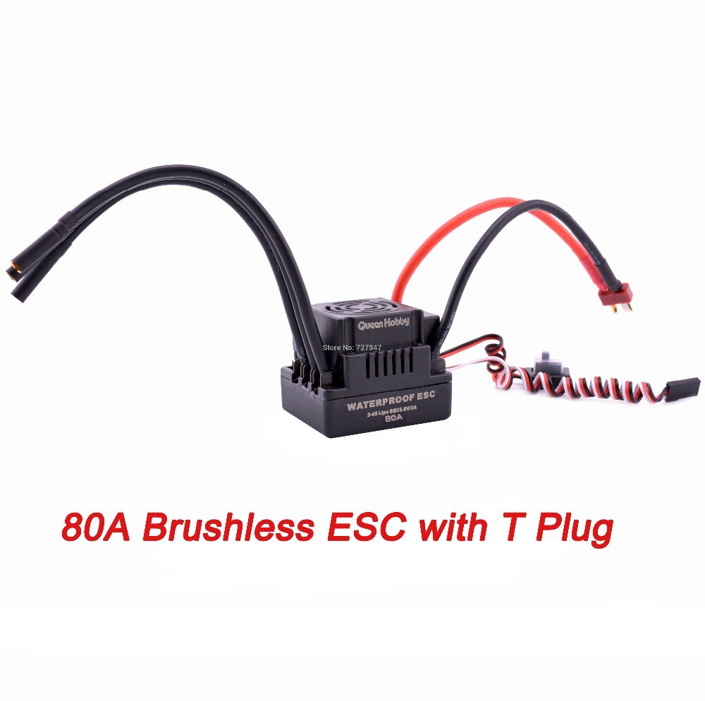 Waterproof 3660 3300KV / 3800KV & 3670 2150KV / 2650KV Brushless Motor 80A / 120A Brushless ESC Combo Set for 1/8 RC Car: Only 80A ESC Tplug