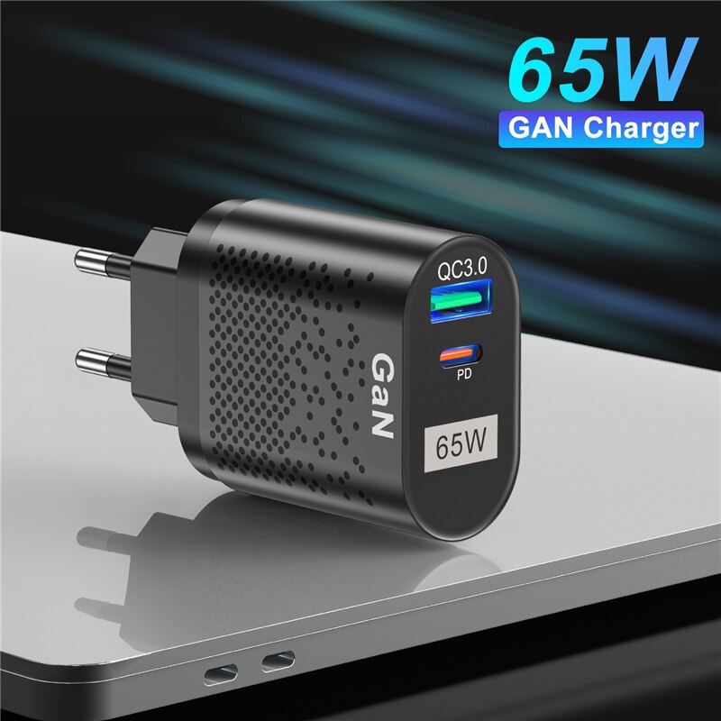 USLION 65W GaN ładowarka USB szybkie ładowanie QC 3.0 PD3.0 typ C szybka ładowarka dla iPhone 13 12 Pro Max Huawei Samsung S22 Xiaomi 12