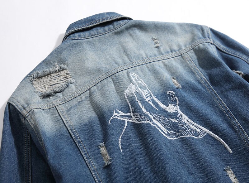 Men's Jean Jackets Streetwear Hip Hop Bomber Jacket Denim Jacket Men Brand Ripped Denim Jackets Casual Coat