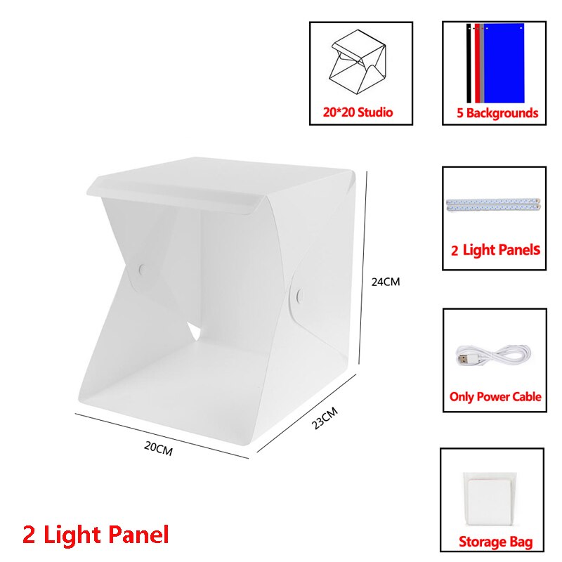 Mini Folding Light box Photography 40 Photo Studio Softbox 2 Panel LED Light Soft Box Photo Background Kit LightBox for Camera: ZY010-4