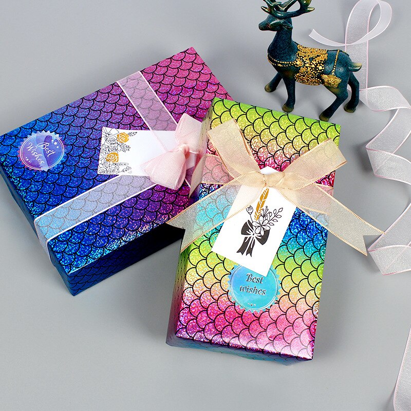 50*70cm błyszczący papier robić pakowania gradientu łuski syreny prezent papier dekoracyjny seria bożonarodzeniowa ślub papier robić pakowania prezentów