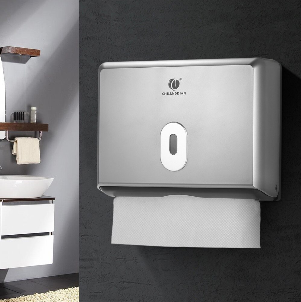 Wall-mounted Bathroom Tissue Dispenser Tissue Box Holder for Multifold Paper Towels Plastic Tissue Box Room Kitchen Toilet Paper: Silver