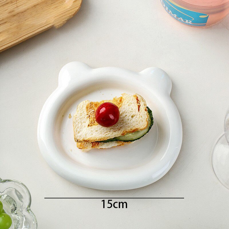 Plateau en céramique moderne mignon ours blanc Restaurant occidental assiette à Dessert chambre à coucher bureau bijoux organisateurs plateaux décoration de la maison: small