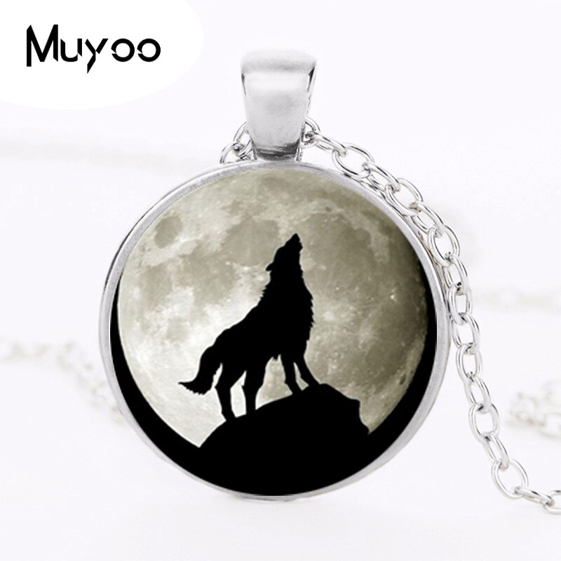 Gray Wolf Logo Pendant Necklace Art Vintage Round Chain Choker Statement Necklace Women Jewelry Men Dress Accessories HZ1