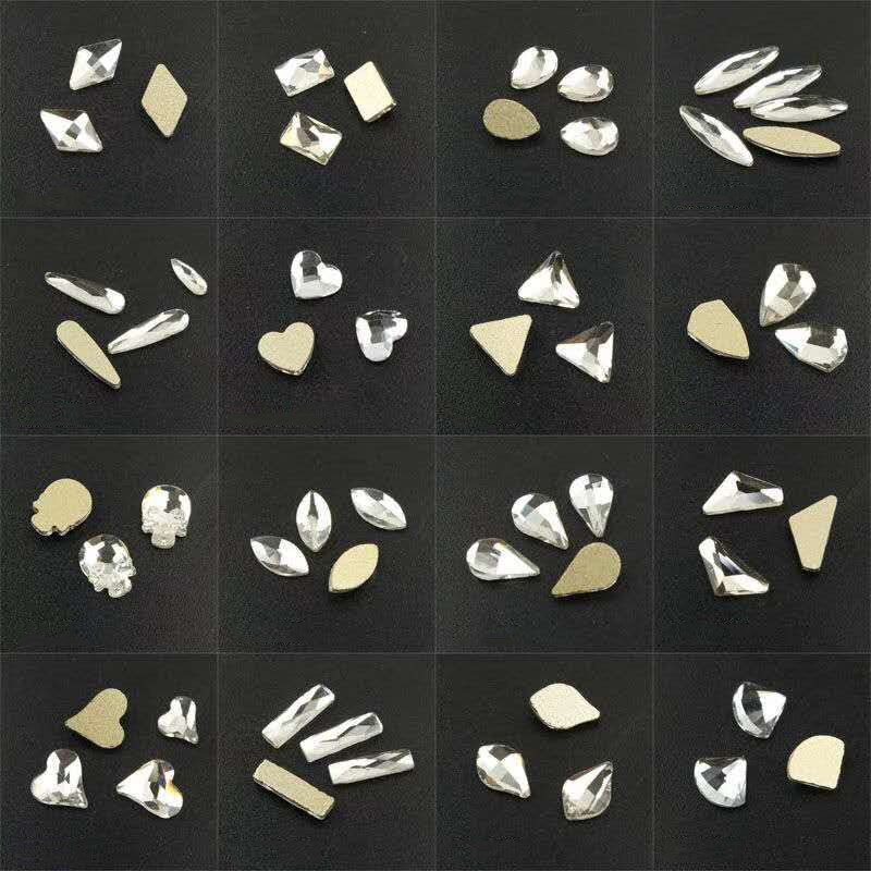 16 Stijl S/L-Steentjes, Speciale Vormige Non Fix Steentjes, 20Pcs Plaksteen, crystal Clear Nail Art Rhinestones