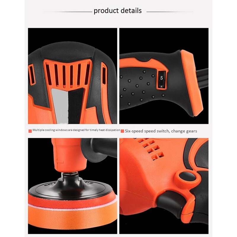 Electric Car Polisher Machine Auto Polishing Machine Adjustable Speed Sanding Waxing Tools Car Accessories EU Plug