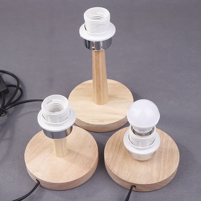 E27 circulaire solide support de Base en bois lampe tasse avec cordon interrupteur marche/arrêt pour lampe de Table brancher lampe support de lampe de chevet