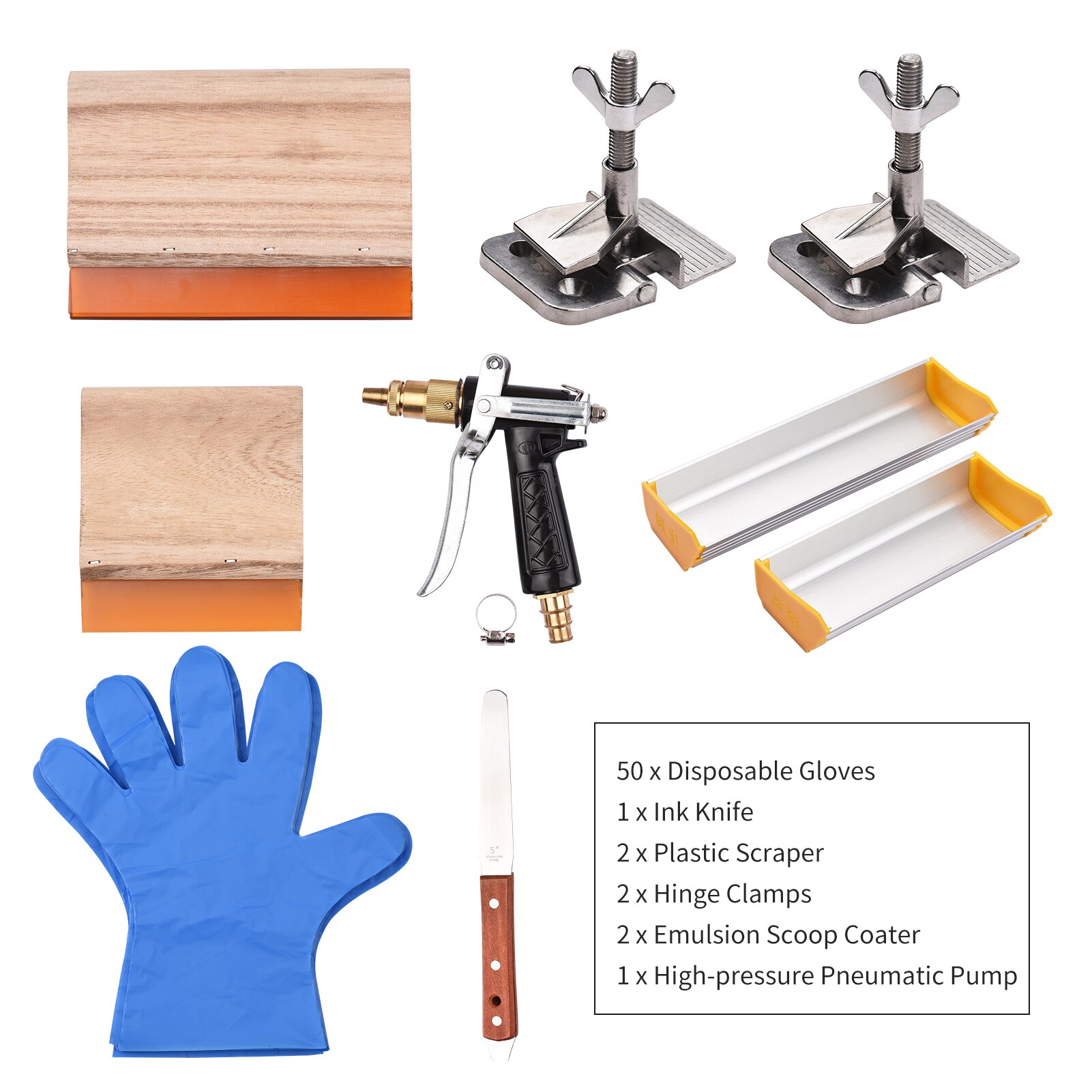 Screen Printing Starter Tools Kit with 50pcs Disposable Gloves Transparency Film Roll Dust Sticky Mat Fixed Position Plate