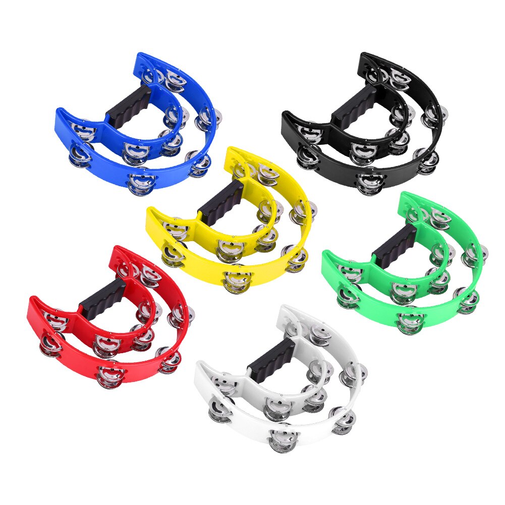 Round Percussion Double Row Handbell Tambourine Double Half Moon Tambourine Percussion Drum Party Game Baby Toy