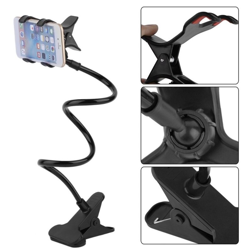 Soporte para teléfono móvil Universal 360, abrazadera Flexible, manos libres, Clip de cabecera perezosa para coche, montaje para teléfono inteligente