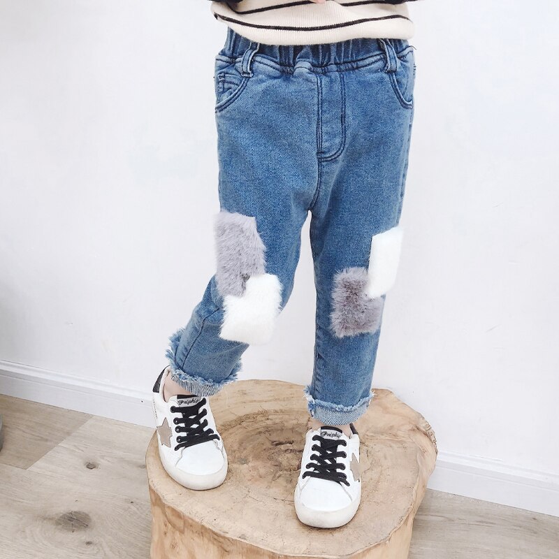 Pantalones vaqueros para niño y niña, pantalón de tela vaquera con retales de piel, ropa para niño de 2, 4, 5 y 6 años, para primavera y otoño