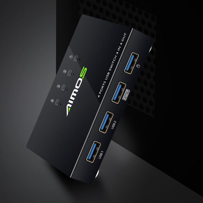 Caja divisora de conmutador USB 2,0 KVM para 4 PC que comparte el ratón de la impresora teclado KVM 4K HDMI caja de interruptor de visualización de vídeo