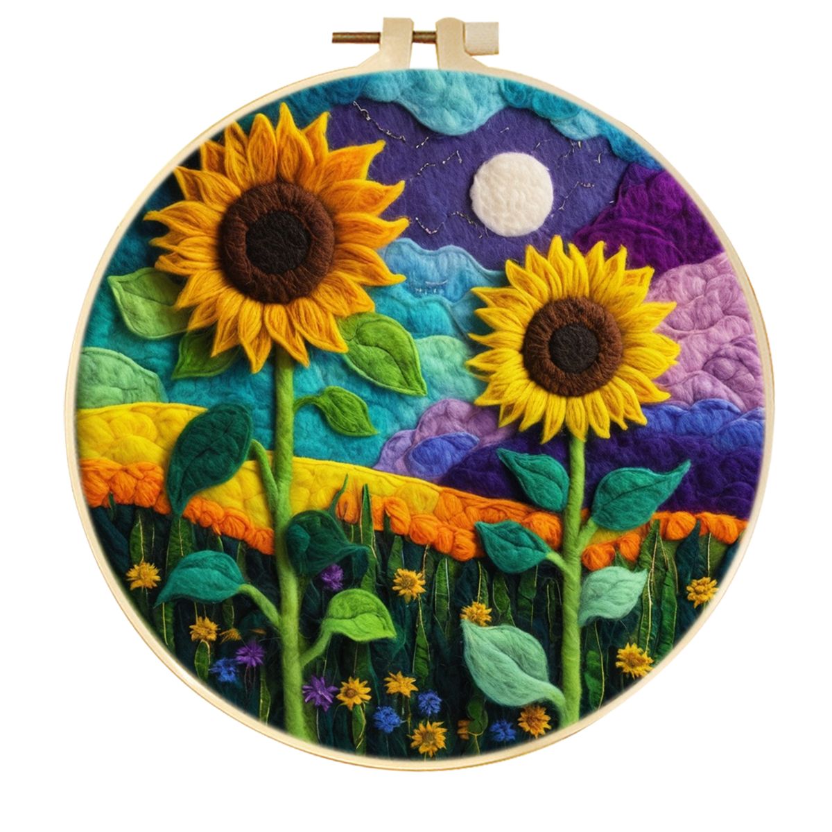 SDOYUNO-Calligraphy And Painting Wool Felt Embroidery Frame Sunflower Stitch Diy Craft Supplies Wool Burlap Set Home Decoration: Dark Khaki