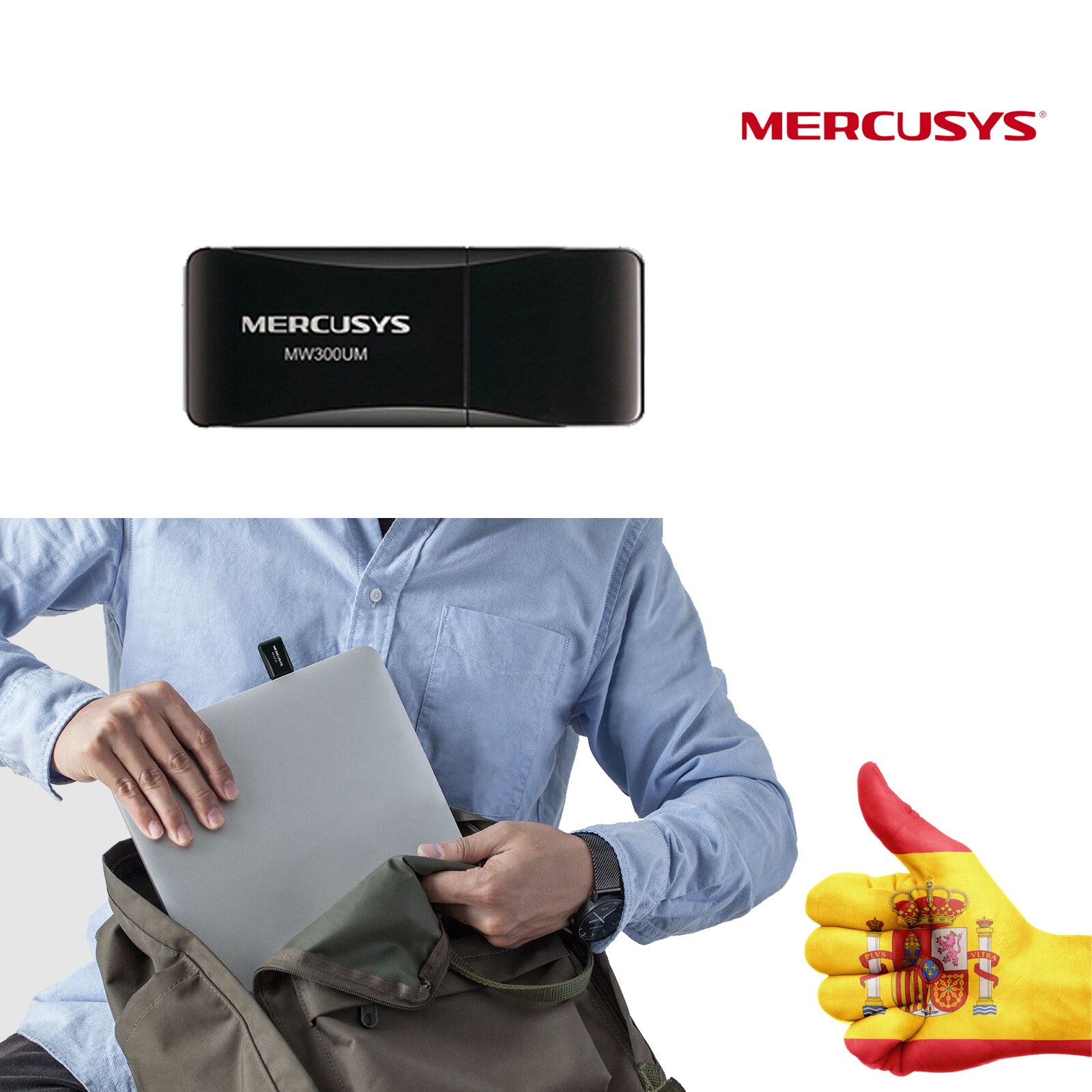 MINI DRAADLOZE USB ADAPTER MERCUSYS MW300UM-300Mbit/s