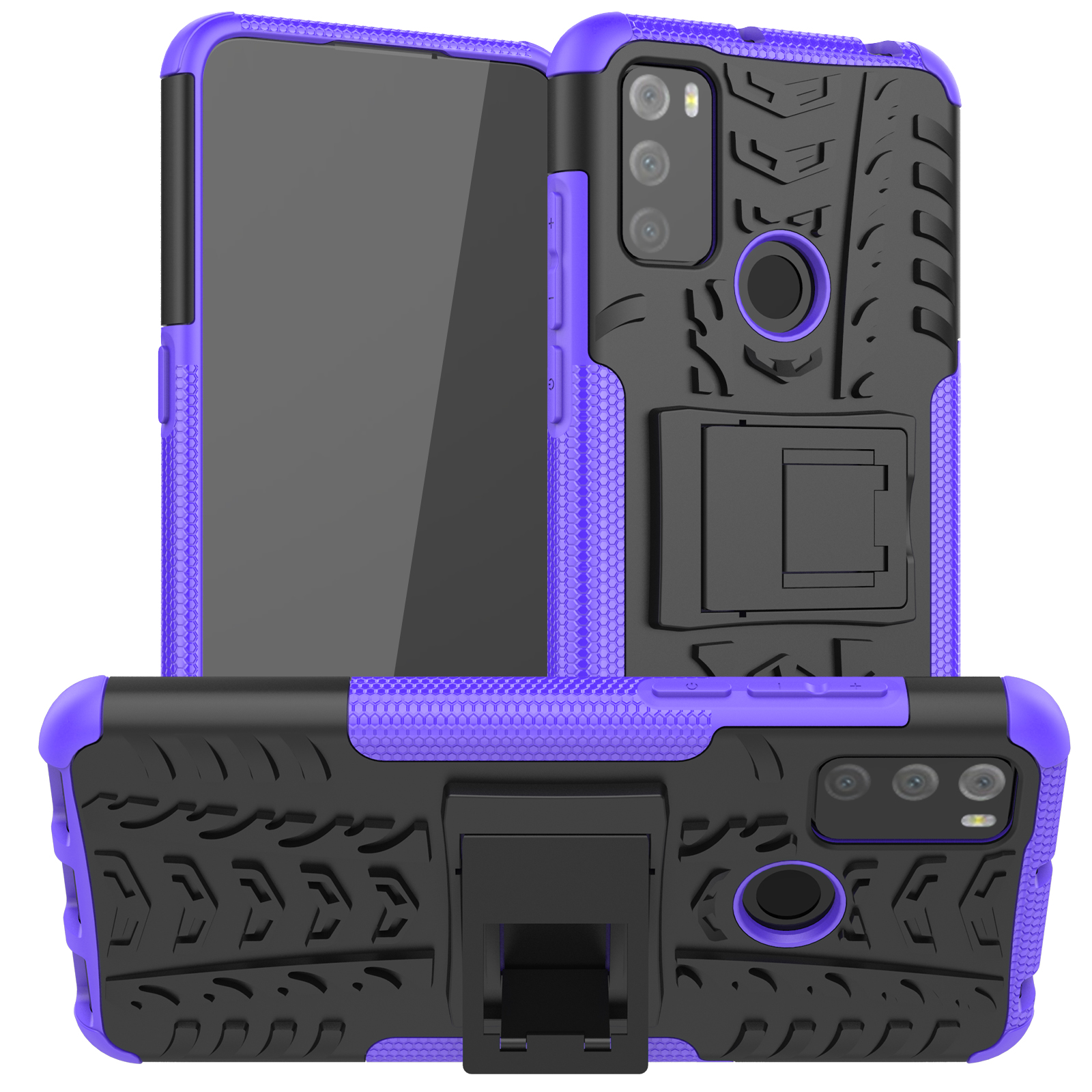 Heavy Duty Armor Schokbestendig Zachte Tpu Met Hard Pc Ring Case Voor A1 Alpha 21 Alcatel 1S 3L 6025H: purple