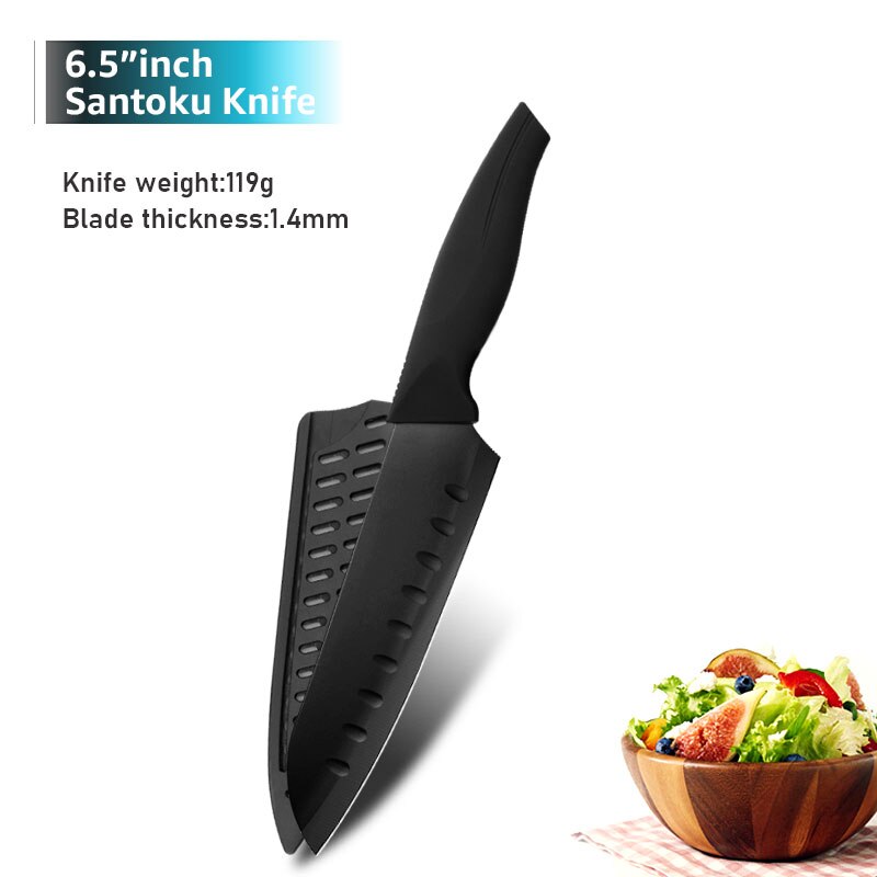 Køkkenkniv 3.5 '' 5 '' 7 '' 8 '' kok  x50 crmov 15 rustfrit stål non stick klinge brødskiver utility santoku knive 6 stk sæt: 7 tommer santoku kniv