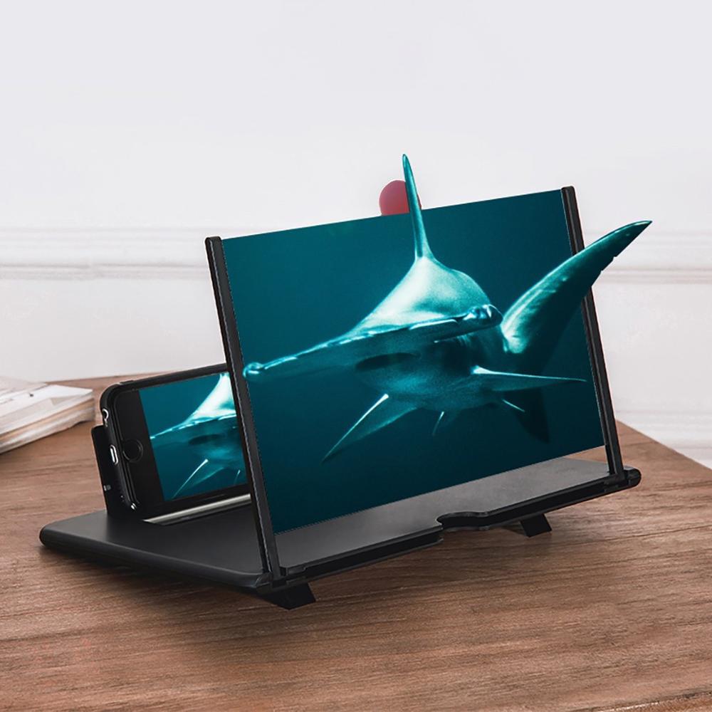 AMPLIFICADOR DE PANTALLA 3D con soporte portátil, , para teléfono móvil, películas, Tablet, teléfono móvil: Black