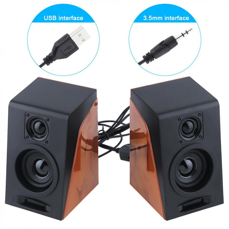 Volle Antimagnetisch 52mm 6W Mini USB 2.0 Computer Holz Subwoofer Lautsprecher Mit 3,5mm Stereo Jack Für PC/ Laptop/Telefon