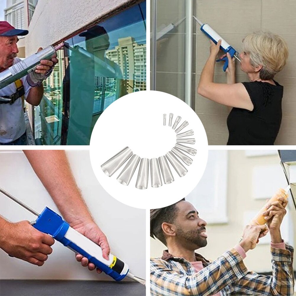 22PCS Stainless Steel Caulk Nozzle Applicator Caulking Finisher Glue Silicone Sealant Finishing Tool Kitchen Bathroom Sink Joint