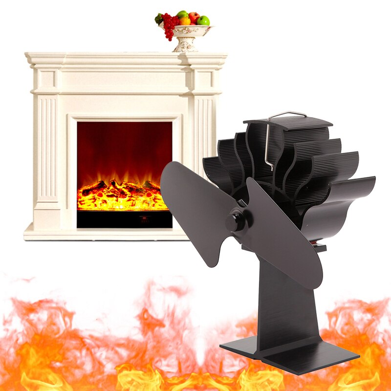 4 blades thermal power stove fan log wood burner ecopan silent black household fireplace efficient fan heat distribution