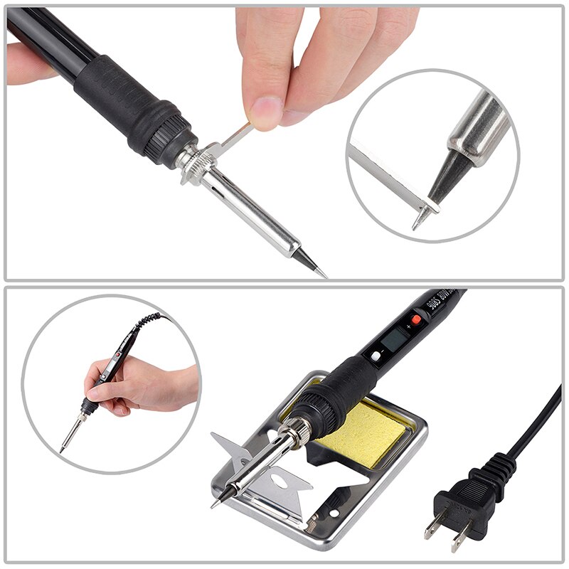 JCD soldering iron kit LCD Adjustable Temperature 110V 220V 80W soldering Rework tools solder iron tips wires Pump Heater stand