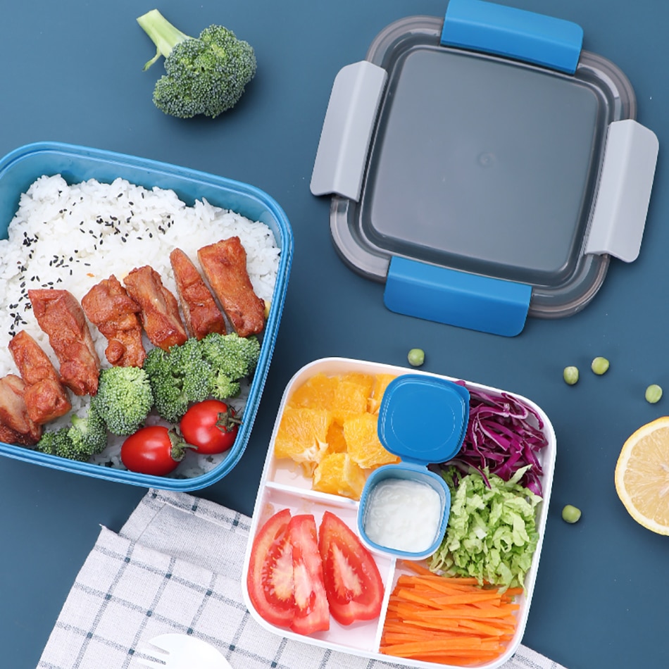 Verwarmd Lunchbox Voor Kids School Met Compartmentstableware Keuken Voedsel Container Microwaveable Bento Box Lekvrij Met Lepel