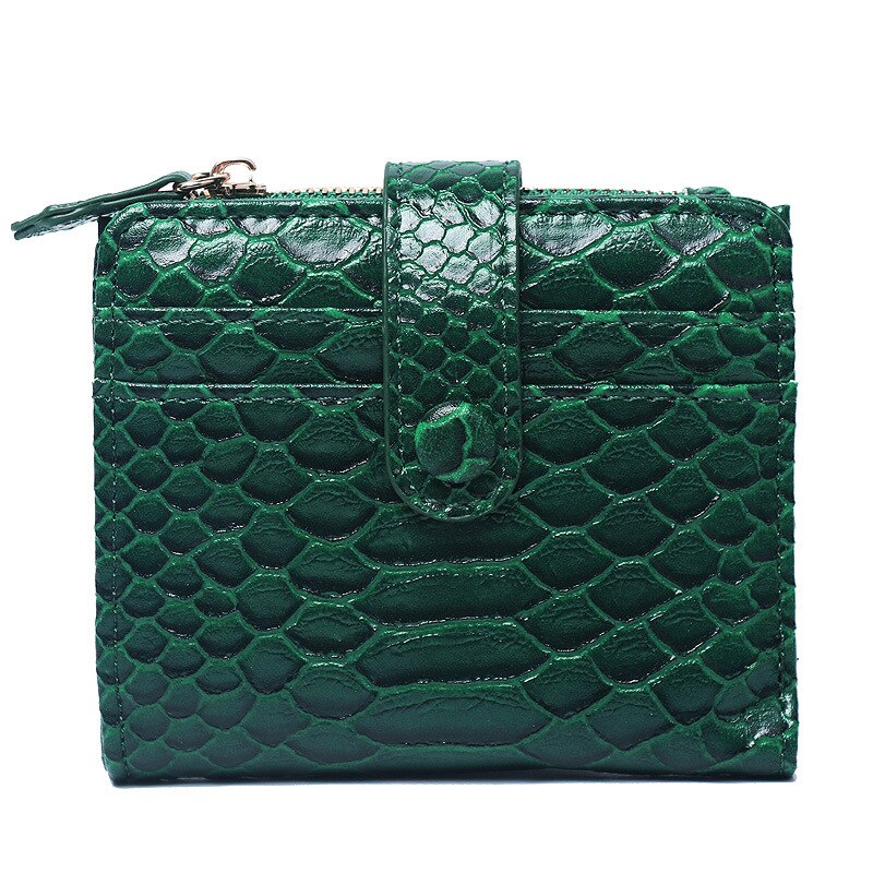 Mode Vrouwen Portemonnee Python Patroon Card Pakket Zipper Purse Coin Bag Mini Purse Twee Vouwen Kaarthouders Met Snaps