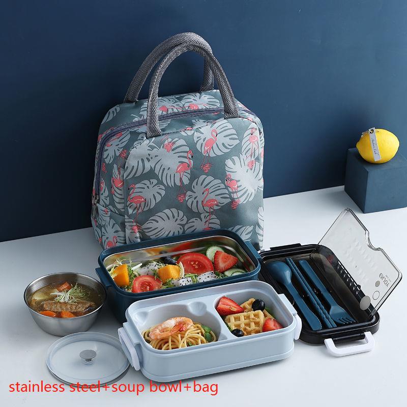 Lunch Box Bento Box Voor School Kids Kantoormedewerker 2 Lagen Microwae Verwarming Lunch Container Voedsel Opbergdoos: set3-blue