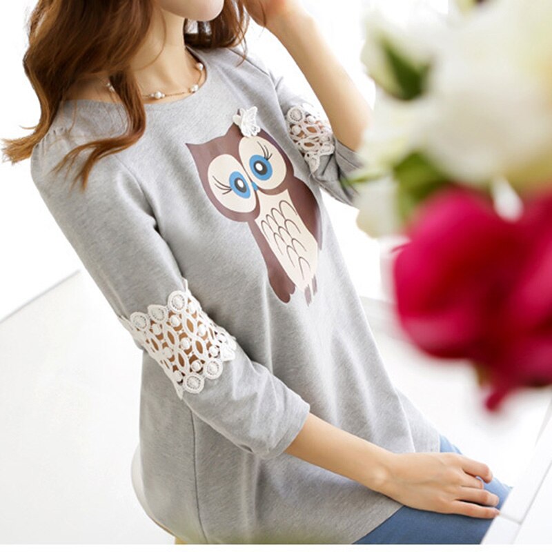 Cotton Maternity Blouses For Pregnant Women Cute Owl Maternity Clothes Spring Pregnancy Half Sleeve Cute Pregnancy clothing